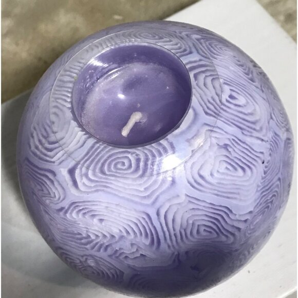 Purple Swirl Patterned Spherical Glow Candle Round Illuminating Retro Hippie - Picture 4 of 10